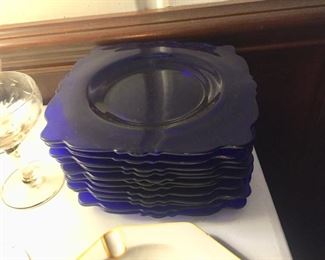 Cobalt Heisey Salad Plates