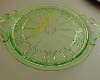 Green Depression Glass Platter