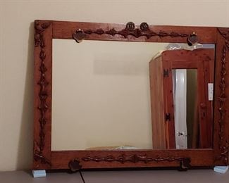 Decorated Oak Mirror