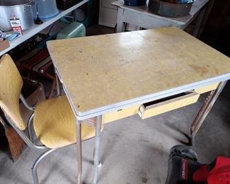 Vintage Formica Table with Two Chairs