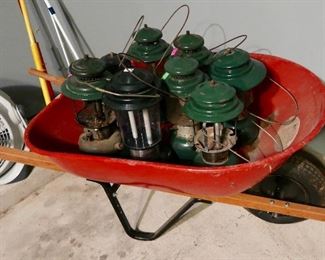Vintage Lanterns and Nice Wheelbarrow