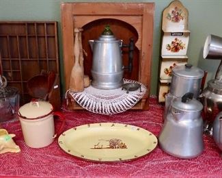 Nice old Telephone Box, Enamelware and other Vintage Collectibles