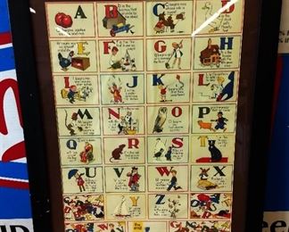 Vintage Child's Alphabet Poster, Framed