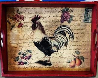 "Rooster" Wood Serving Tray