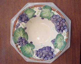 Large set of grape dinnerware by two makers is available