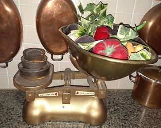 Another decorative scale, and French copper pans