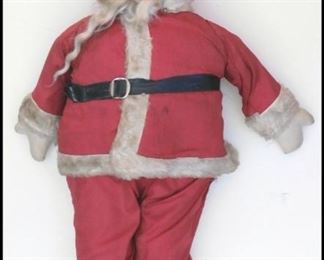  BIG  Vintage Santa with hand painted fabric face.