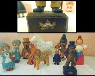 Dalecarlian (Dala) Horses and more.  One of our favorites is a 5" Wood Carving of a Man in a Top Hat. This fellow has a sticker that says Montreal with a beautiful scene. 