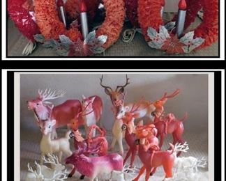 Vintage Elk and Electric Candle Christmas Wreaths.