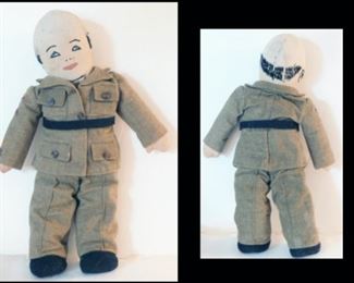 World War One Cloth Soldier Doll.  Uniform is made of Wool.  18" Tall.