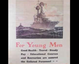 Three Navy Posters from 45 years ago. Graphic of a US Naval Ship and issued by US Government. Not framed.  