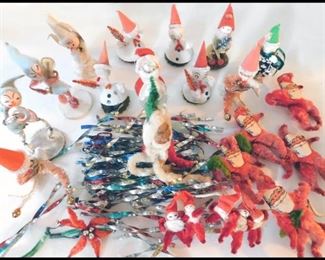 Vintage Christmas Chenilles and Metal Twirly Ornaments. 
