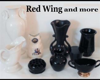 Black Amethyst and Red Wing  Pottery.