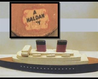 Haldan Toy Ship 15 and half inches long.
