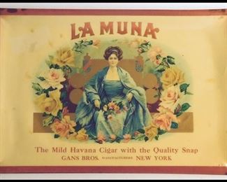 Vintage Advertising  La Muna Cigar Tray 9" by 6".
