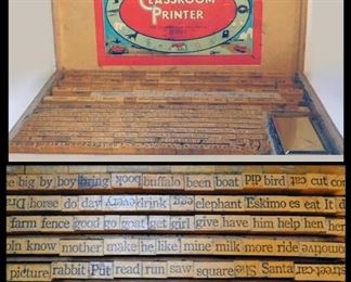 The Classroom Printer. Vintage Printing Set. 21.5" by 12" by 1.5". 