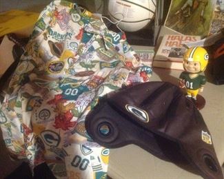 Green Bay Packer shirt, vintage hat and bobble head
