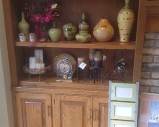 Decorative vases, pottery and candles
