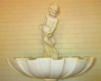Detail of outdoor marble putti fountain (original to the home)