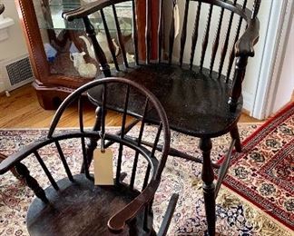 Windsor-style chair and child's rocker