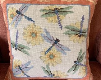 Be the Change with Unique Needlepoint Point Dragonfly pillow