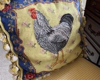 Mother Hen calling you home with this gorgeous needlepoint throw pillow.