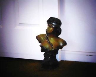 Bust of a young woman, about 10" tall