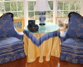 Custom upholstered club chairs