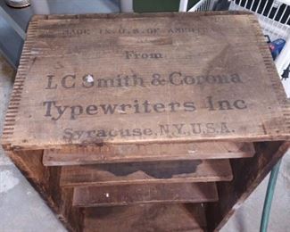Old  wood L C Smith Corona  Typewriter Box made into bookcase.. $75