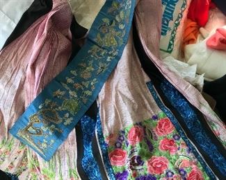 Antique  silk kimono skirt/ Japanese Susoyoke?