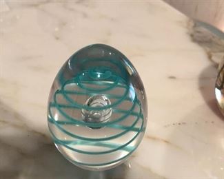 Signed glass paperweight