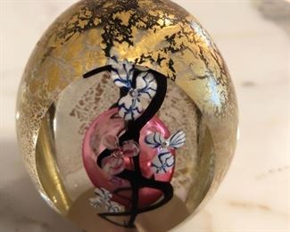 Glass signed paperweight