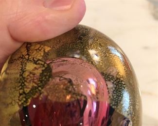 Glass signed paperweight