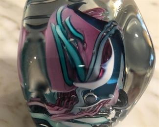 Glass signed paperweight