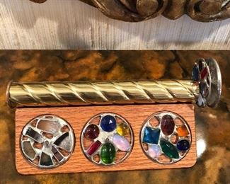 Antique Brass Double Wheel Kaleidoscope with Wooden & Brass Stand