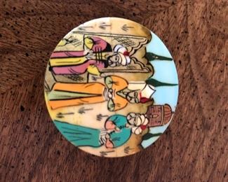 Small hand painted netsuke, bone boxes