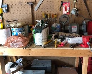 Loads of tools, paint, painting supplies