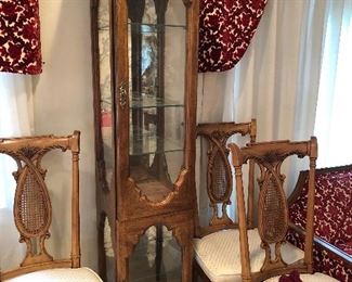 curio cabinet, and chairs, notice the 2 valances those are for sale too