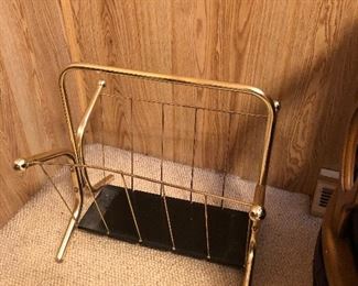 Mid Century brass magazine rack