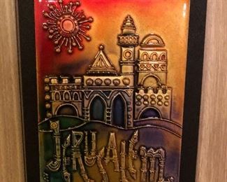 Jerusalem copper enamel wall relief series of 4
