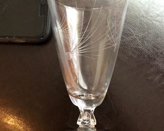 Fostoria Pine crystal stemware, 3 cordials, 11 white wine, 9 sherbet, 4 wine, 9 water goblets