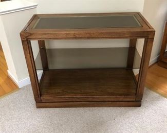 Glass top and wood console table