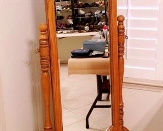Standing mirror with claw feet