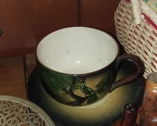 Torquay peacock mug and saucer huge