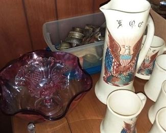 Fraternal Order of Eagles Beer Pitcher and Steins