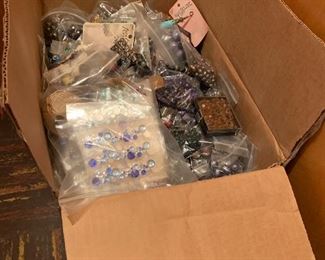 Large box of jewelry-making tools, beads, charms and more