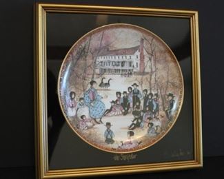 P. Buckley Moss "The Storyteller" collectible plate,  frame is signed