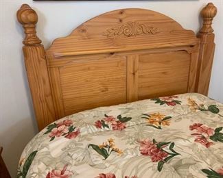 Twin Bed with Headboard, Mattress, and Bedding