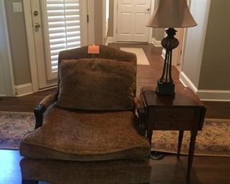 gold velvet arm chair...many lamps of all styles!