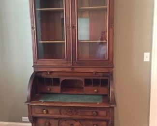 Fantastic roll top desk with glass doors